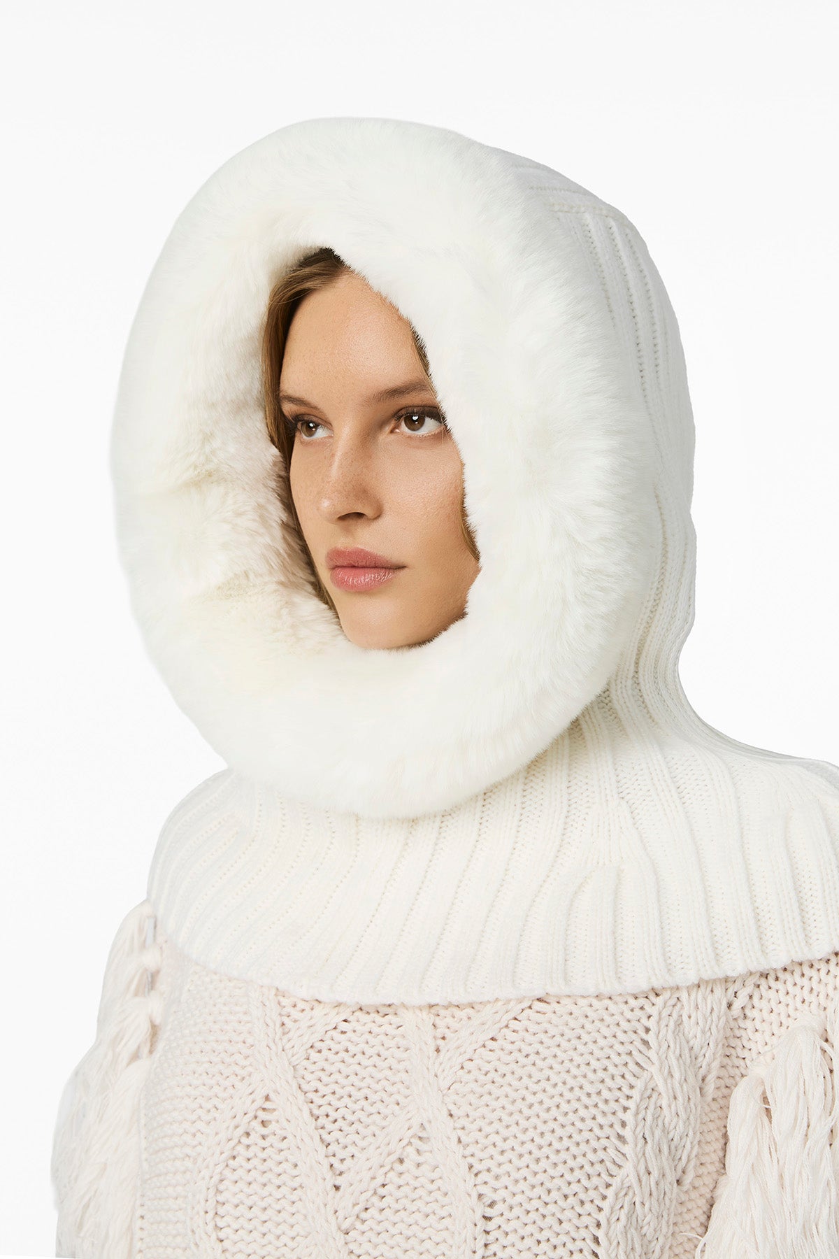 NAOMI hooded scarf FAUX BORDER