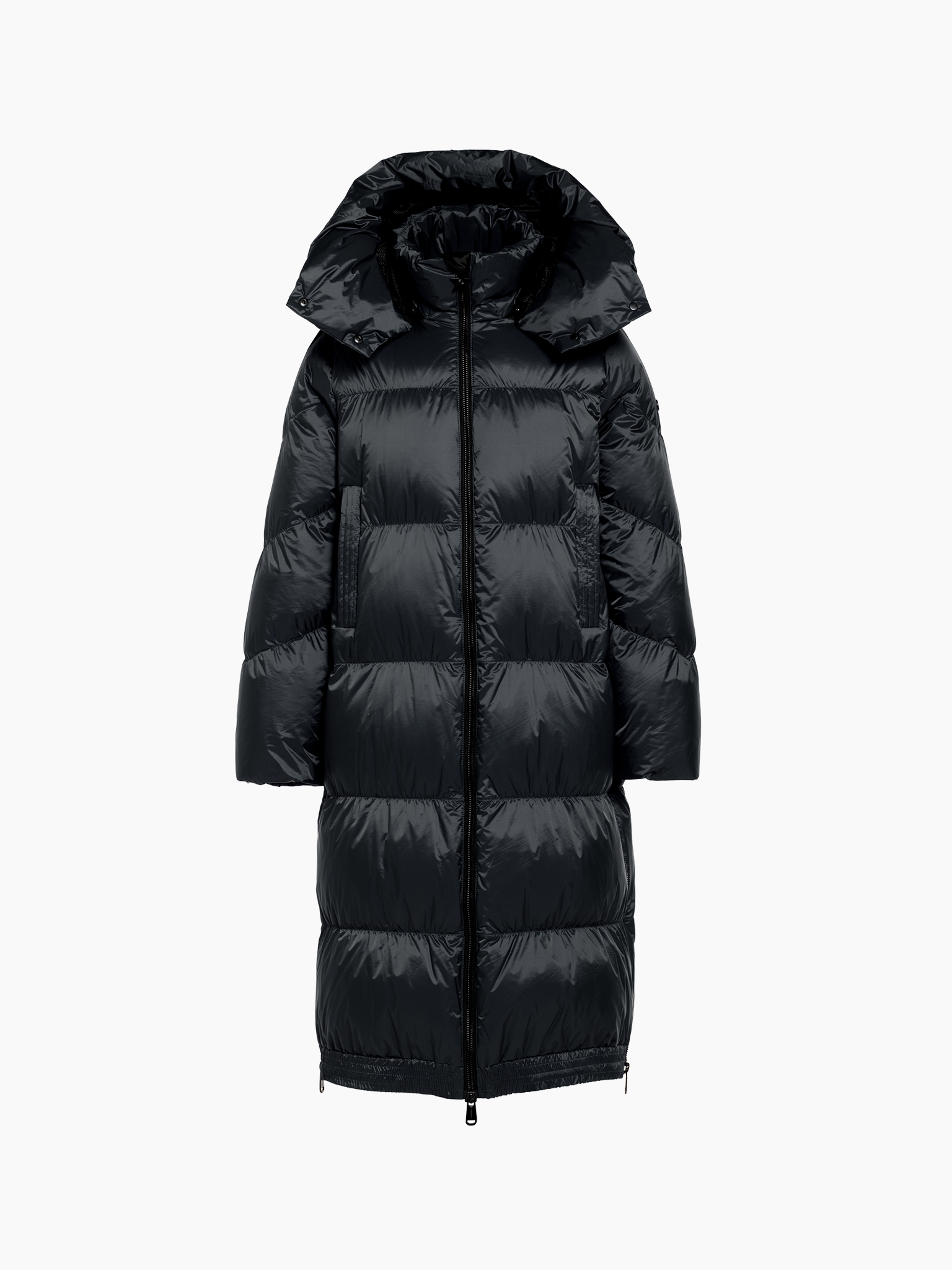 美品完売品 louren side slit jacket Long down jacket with hood colour steel | Liu Jo