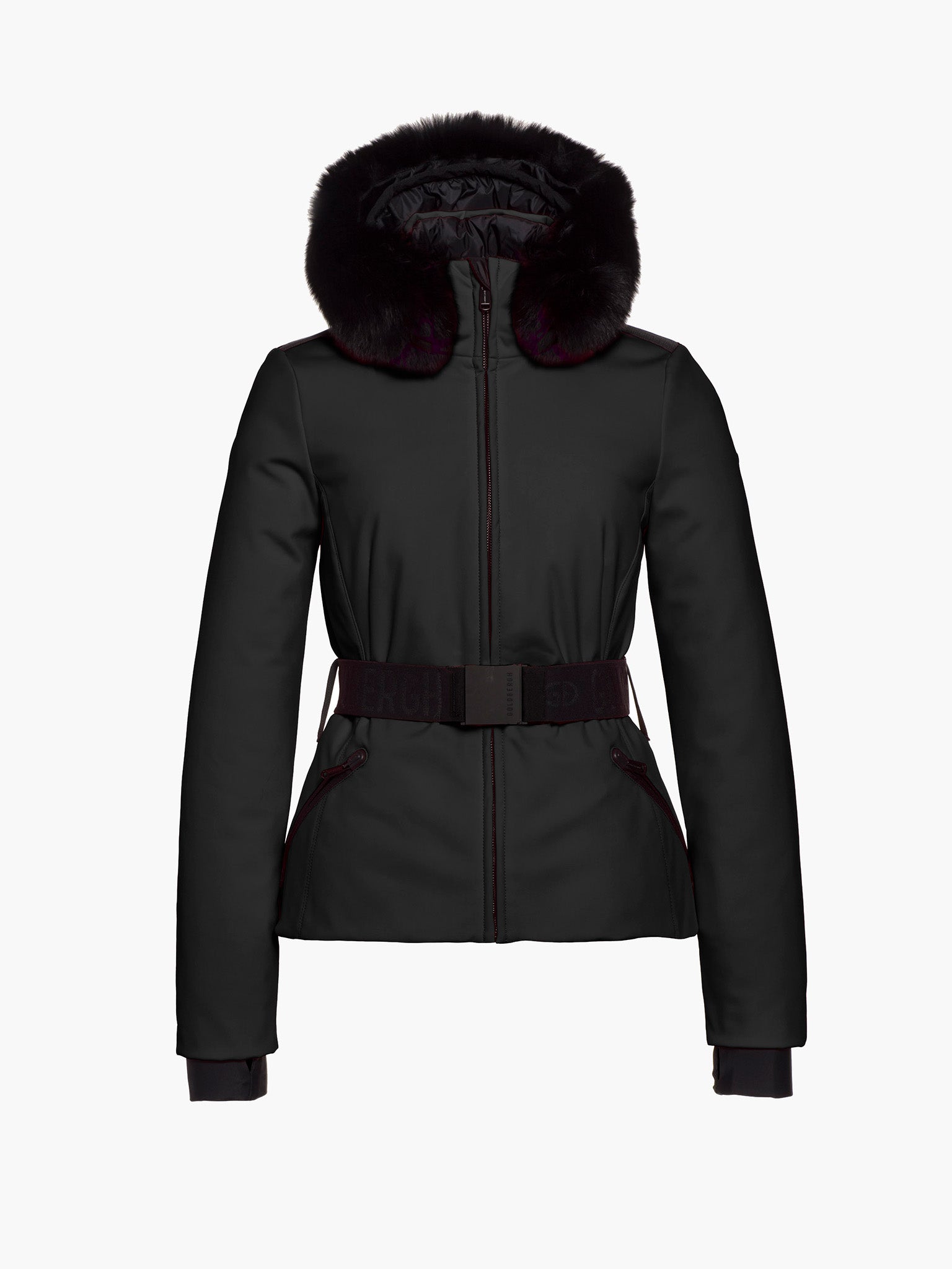 Womens black ski shop jackets with fur hood